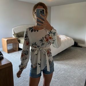 SHEIN belted floral top size xs